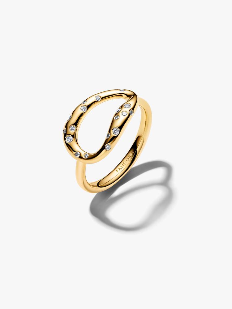 Anello Organico con Pietre Incastonate – Finitura Oro