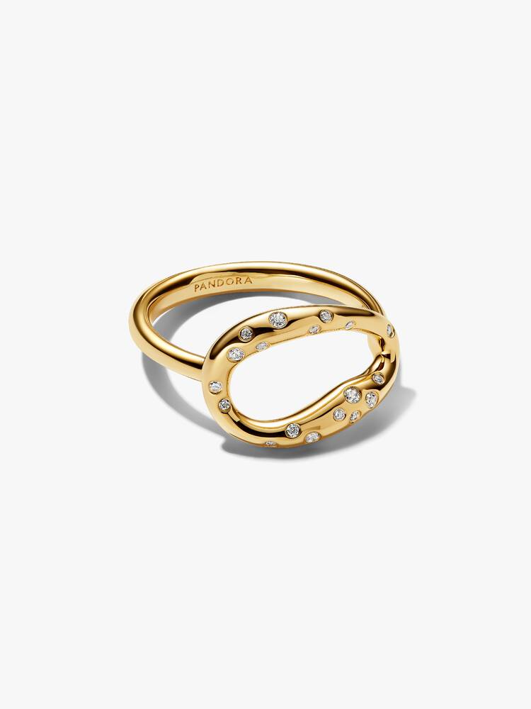 Anello Organico con Pietre Incastonate – Finitura Oro