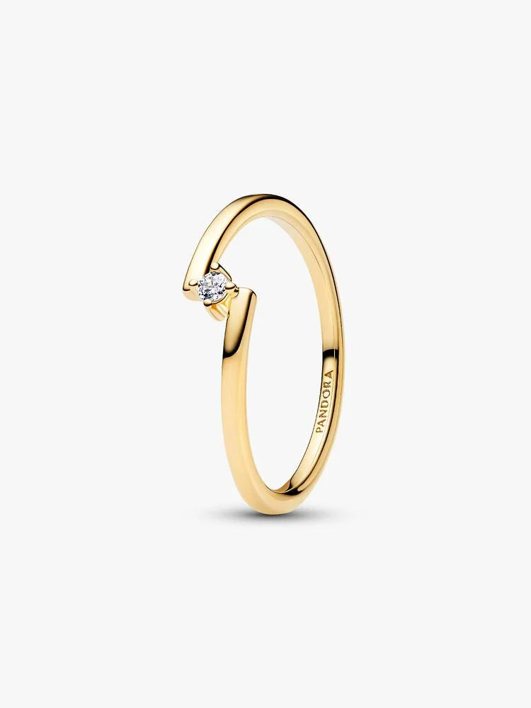 Pandora Anello Solitario con Fascia Asimmetrica