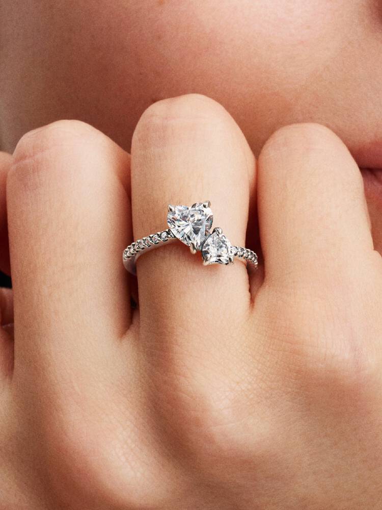 Pandora Anello Unione di Cuori con Cristalli
