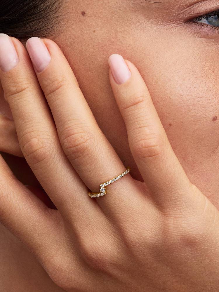 Pandora Anello Pavé di Cristalli con Fascia Asimmetrica