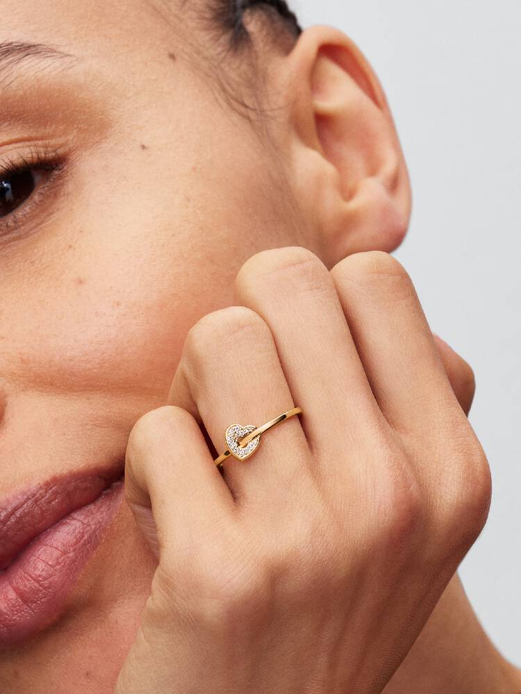 Pandora Anello Talisman Cuore in Oro 14 kt con Diamanti Creati in Laboratorio