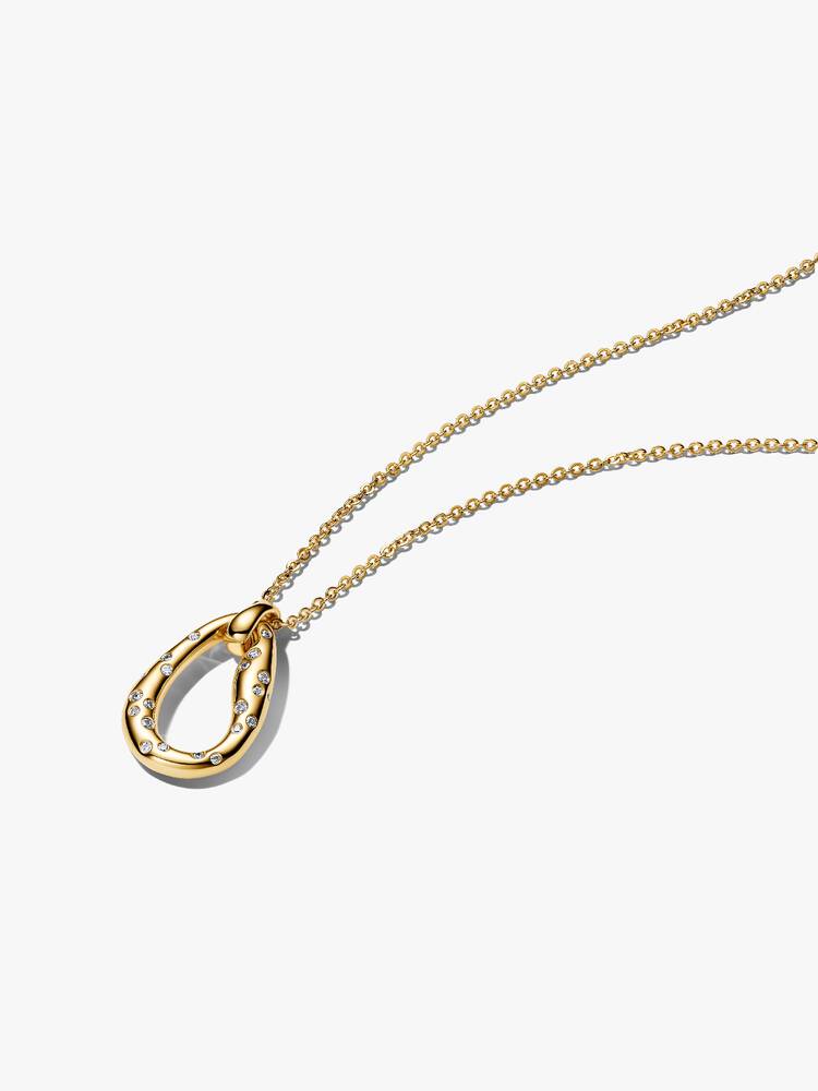 Collana Pendente Ovale con Pietre Incastonate – Finitura Oro