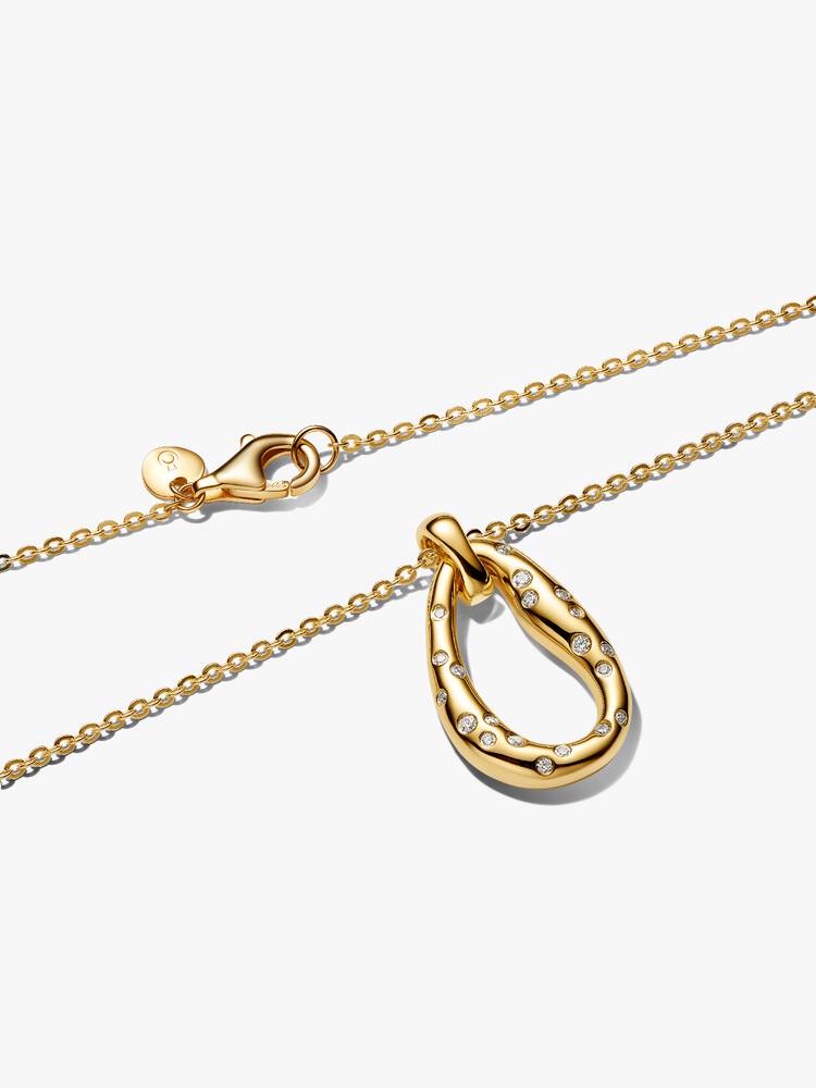 Collana Pendente Ovale con Pietre Incastonate – Finitura Oro