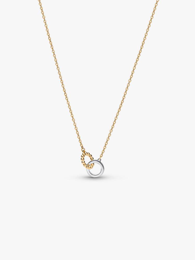 Pandora Collana Bicolore con Cerchi Intrecciati, Sfere e Pavé