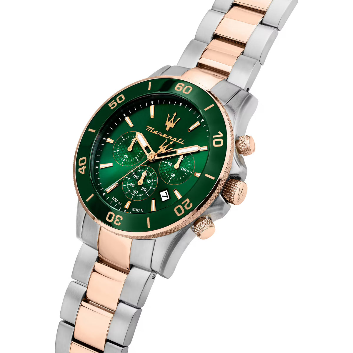 Maserati Competizione – Orologio Uomo Cronografo Bracciale Bicolore Silver e Oro Rosa