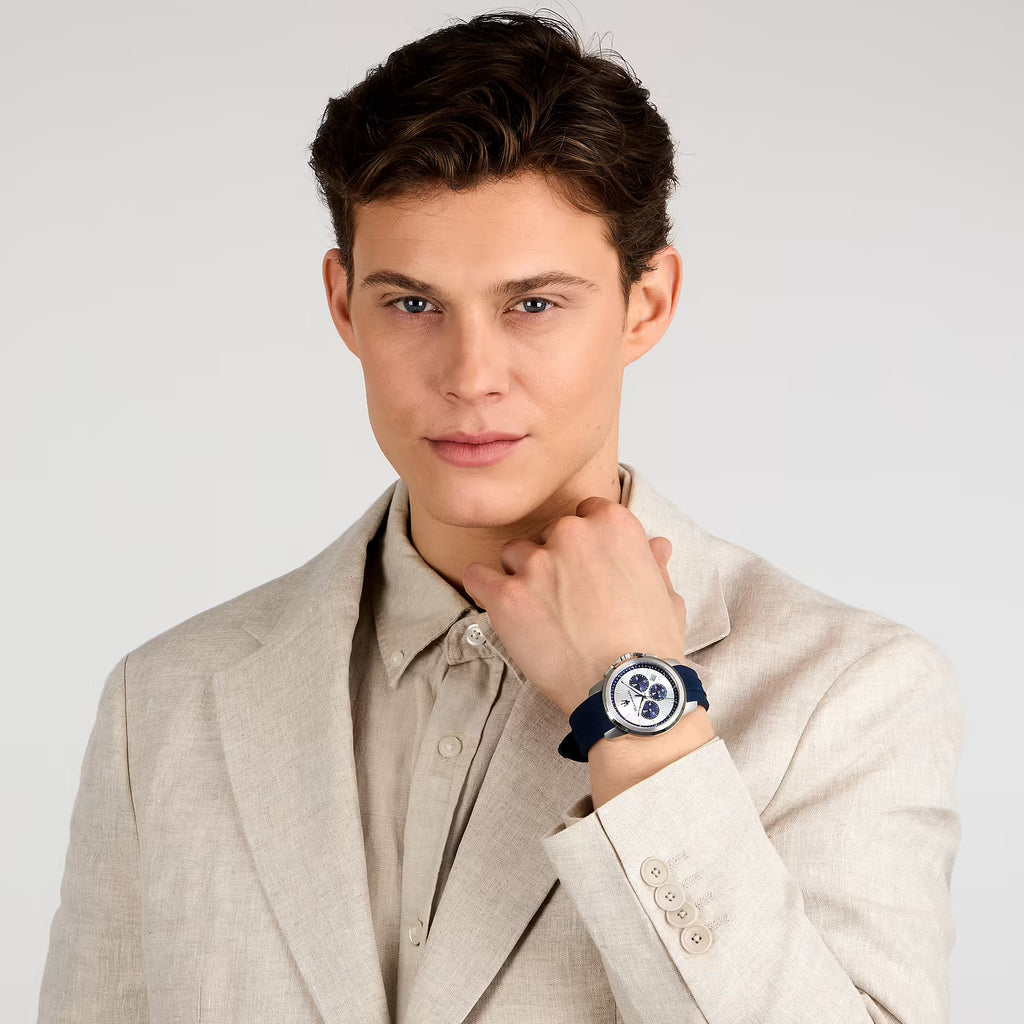 Maserati Successo – Orologio Uomo Cronografo Silver Cinturino Poliuretano Blu