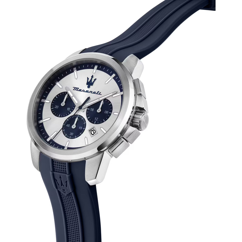 Maserati Successo – Orologio Uomo Cronografo Silver Cinturino Poliuretano Blu