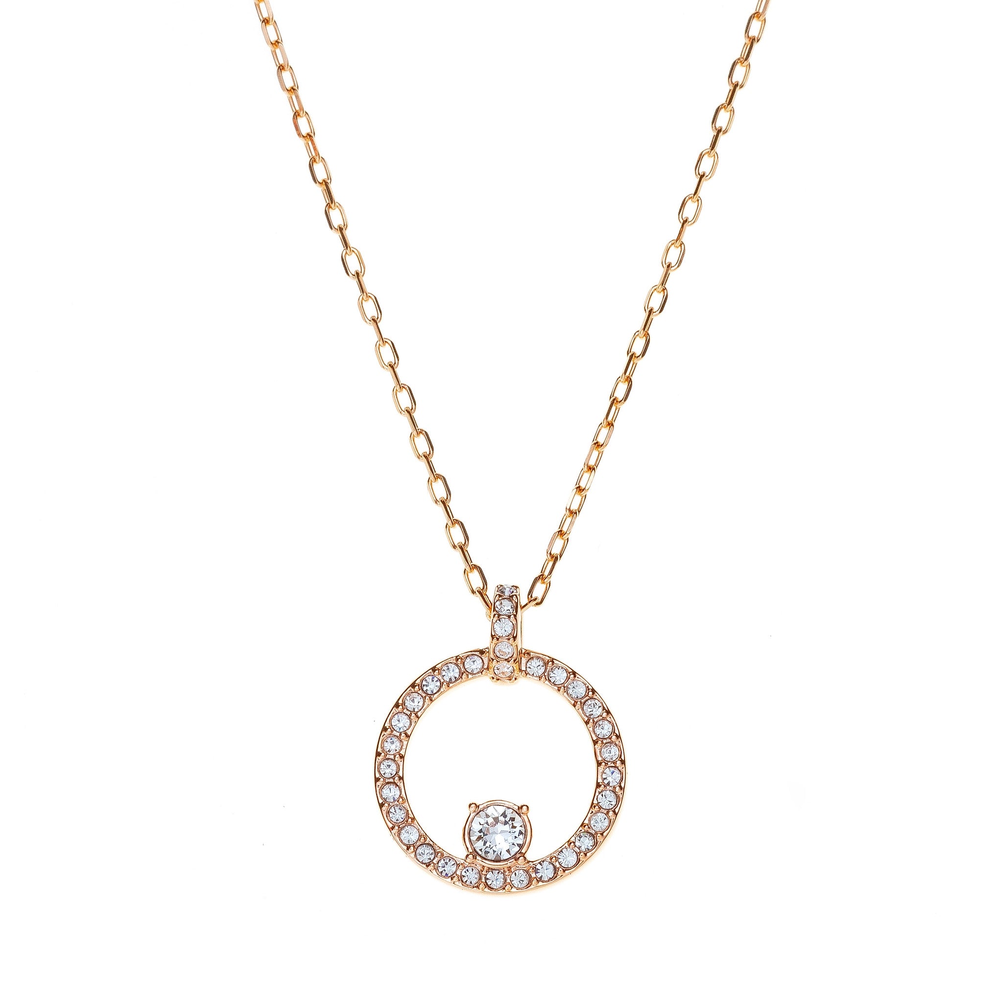 Collana Cerchio Swarovski Oro Rosa con Cristalli Pavé