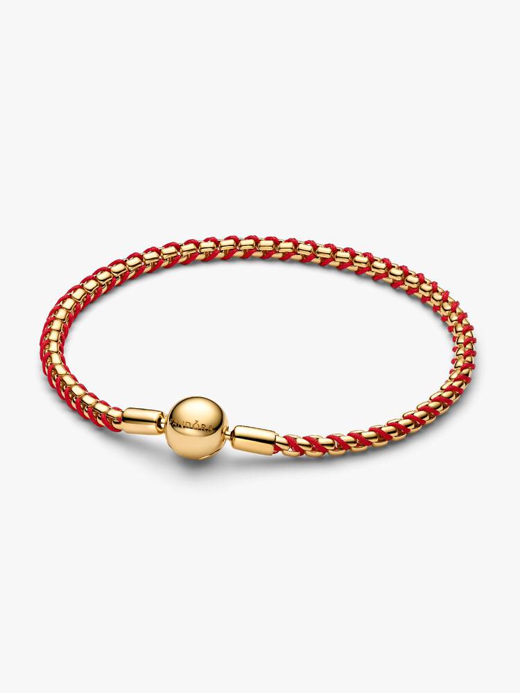Bracciale Intreccio Tessuto Rosso e Blu con Chiusura a Sfera