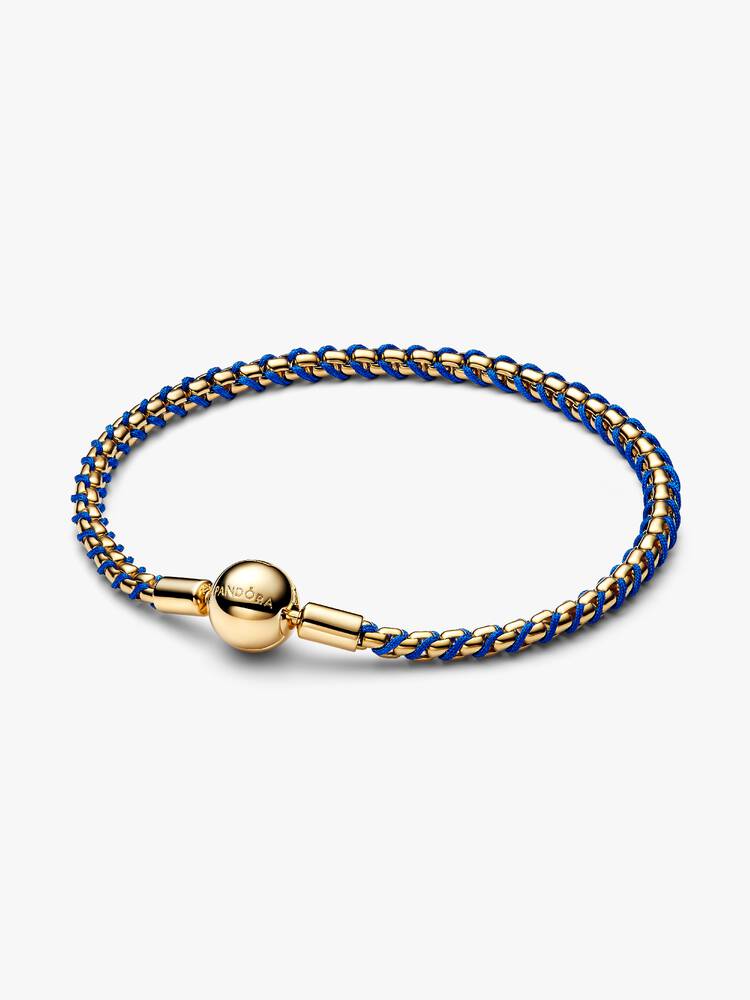 Bracciale Intreccio Tessuto Rosso e Blu con Chiusura a Sfera