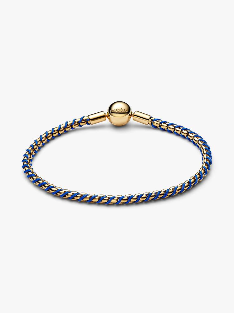 Bracciale Intreccio Tessuto Rosso e Blu con Chiusura a Sfera