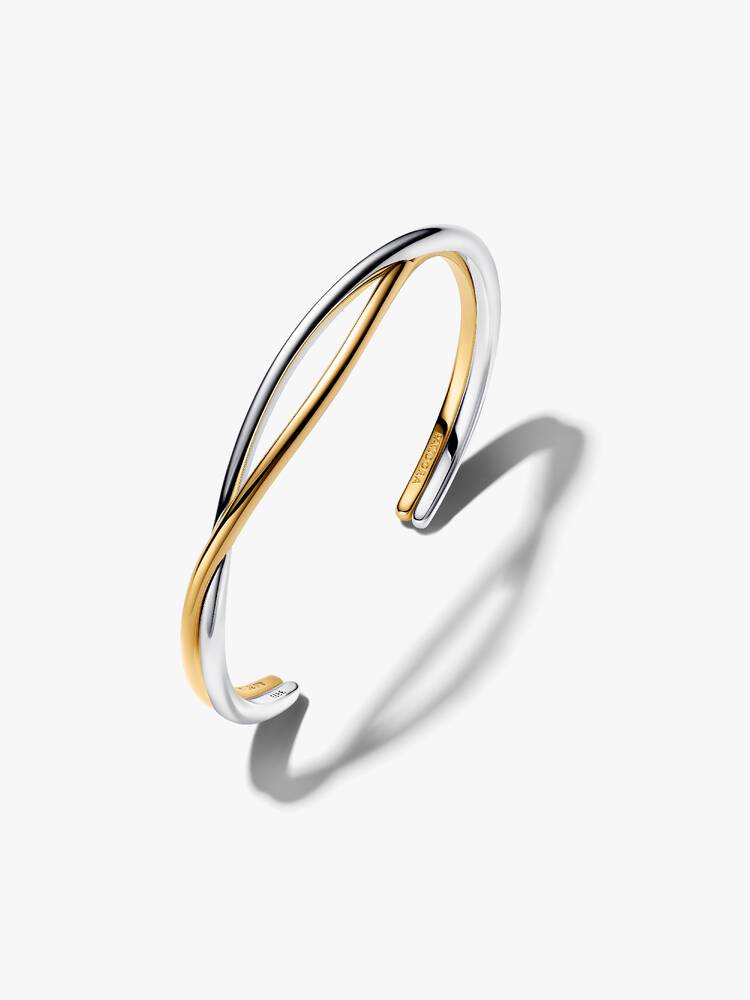 Bracciale Rigido Bicolore Argento Sterling 925 e Finitura Oro
