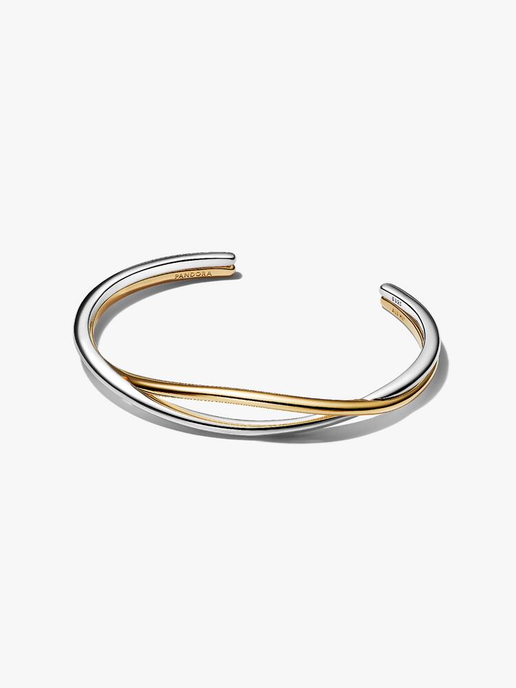 Bracciale Rigido Bicolore Argento Sterling 925 e Finitura Oro