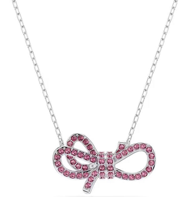 Swarovski Lifelong Bow Collana – Cristalli Rosa e Metallo Rodiato