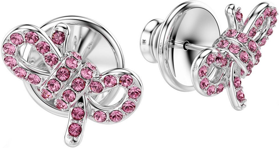 Swarovski Lifelong Bow Orecchini – Cristalli Rosa e Metallo Rodiato