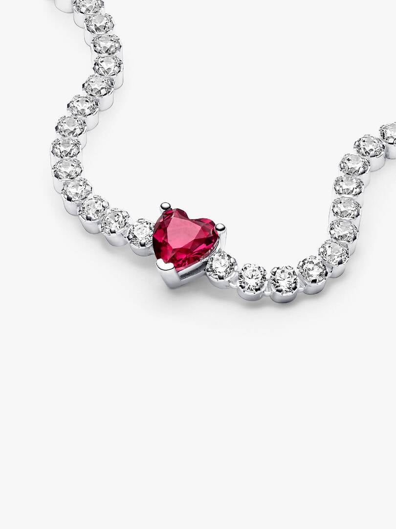 Pandora Bracciale Tennis con Cuore Rosso