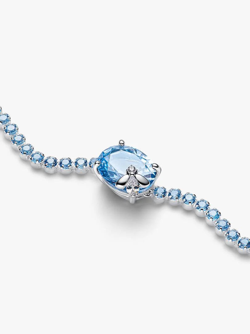 Pandora  Bridgerton, Bracciale Tennis regolabile con Cristalli Azzurri e Ape