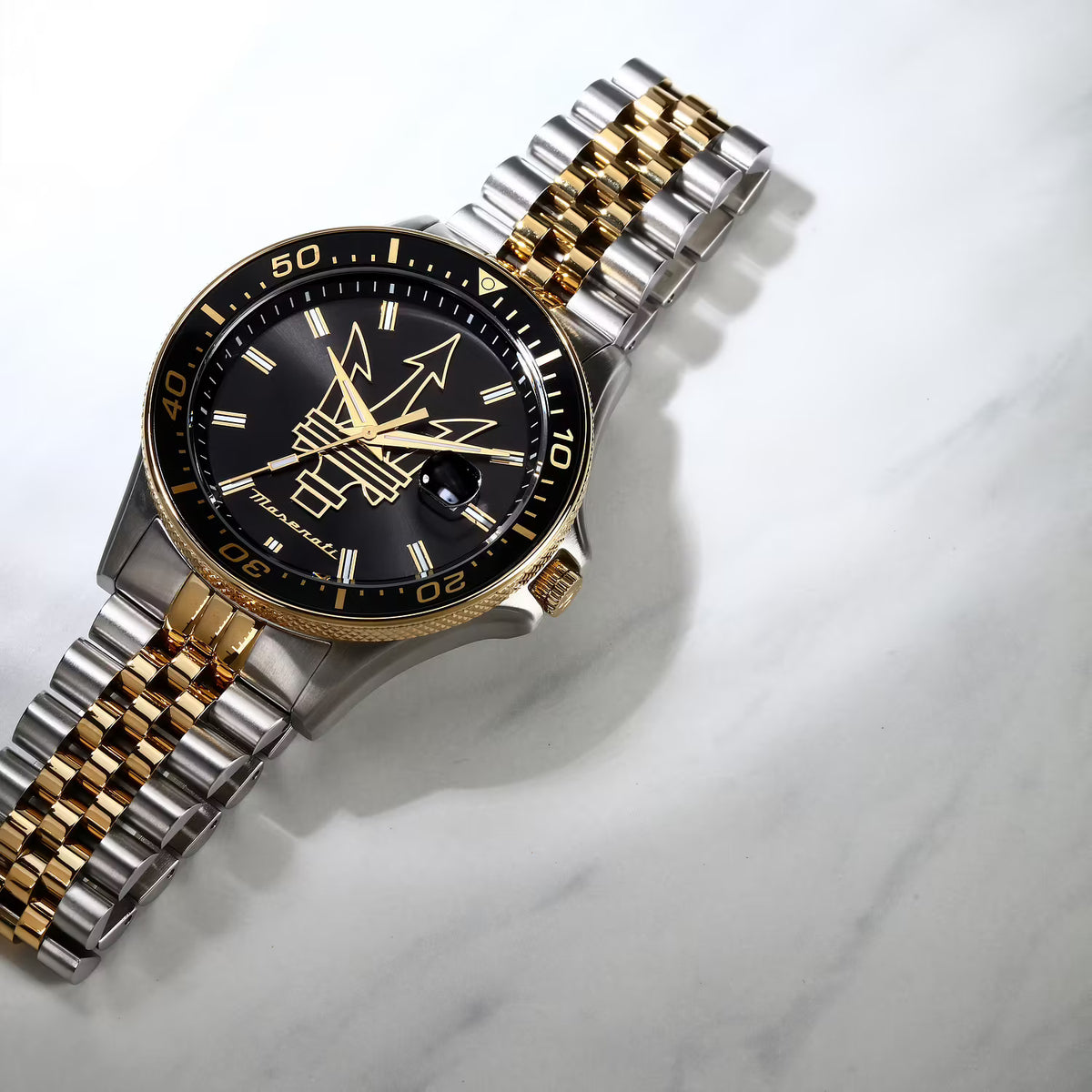Maserati Sfida – Orologio Uomo Tempo e Data Bicolore Oro e Silver