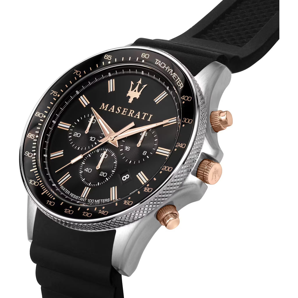 Maserati Sfida – Orologio Uomo 44mm Cassa Nera Cinturino Plastica