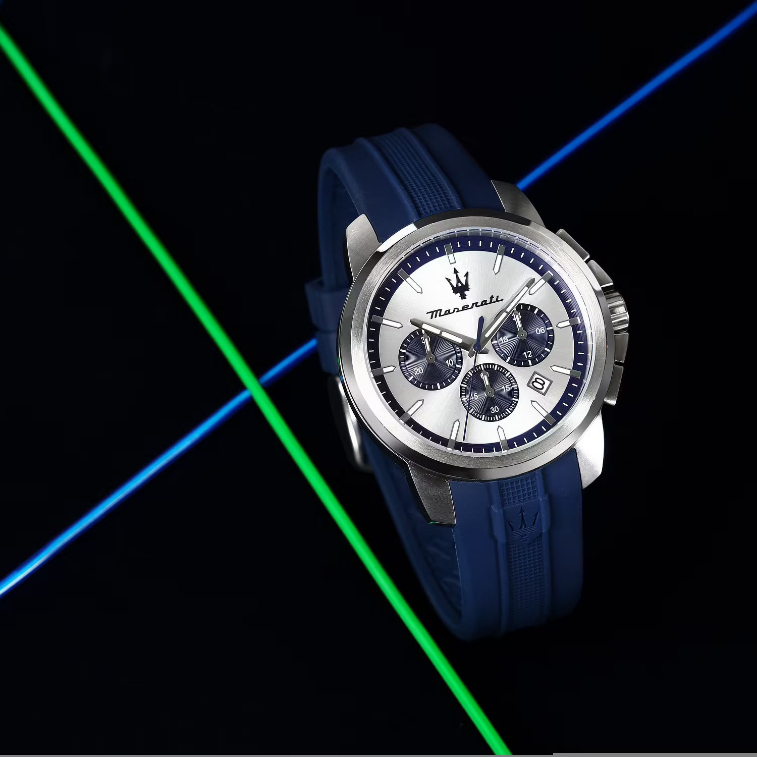 Maserati Successo – Orologio Uomo Cronografo Silver Cinturino Poliuretano Blu