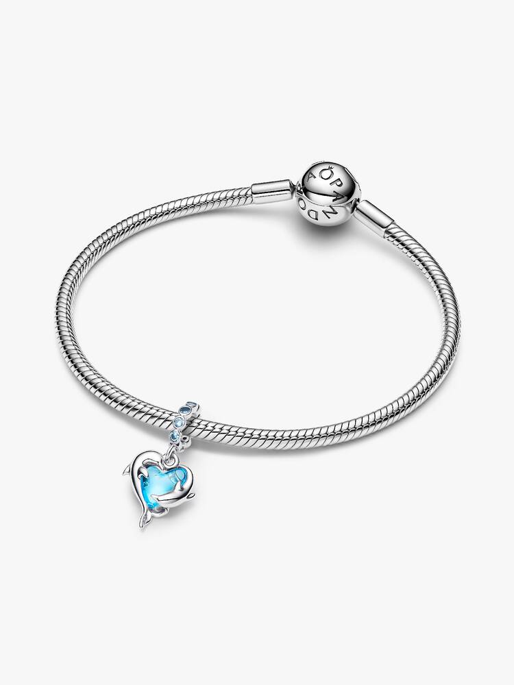 Pandora Charm Delfini e Cuore in Vetro di Murano