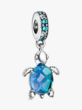 Charm Pendente Tartaruga Marina Rosa con Vetro di Murano