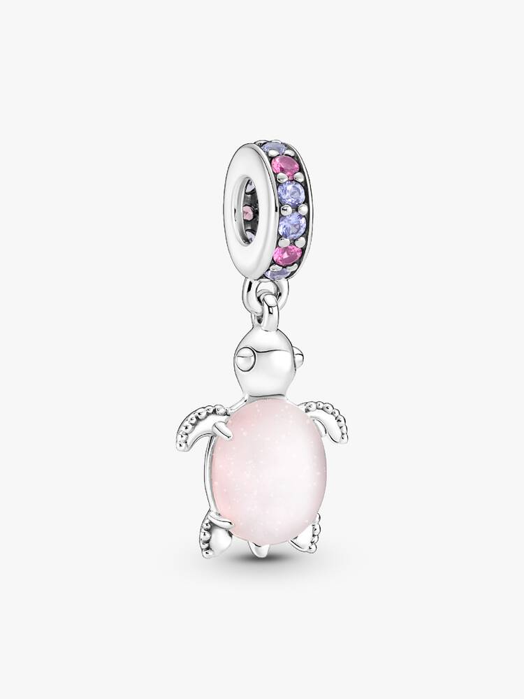 Charm Pendente Tartaruga Marina Rosa con Vetro di Murano
