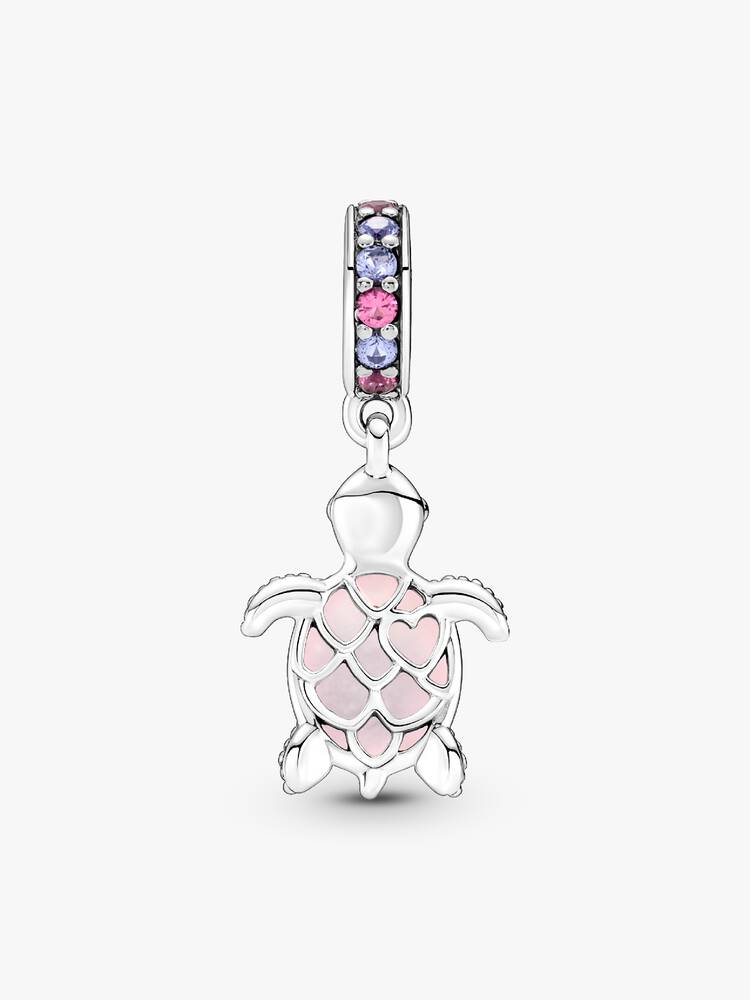 Charm Pendente Tartaruga Marina Rosa con Vetro di Murano