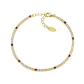 Amen Bracciale Tennis Dorato con Zirconi Rossi e Bianchi