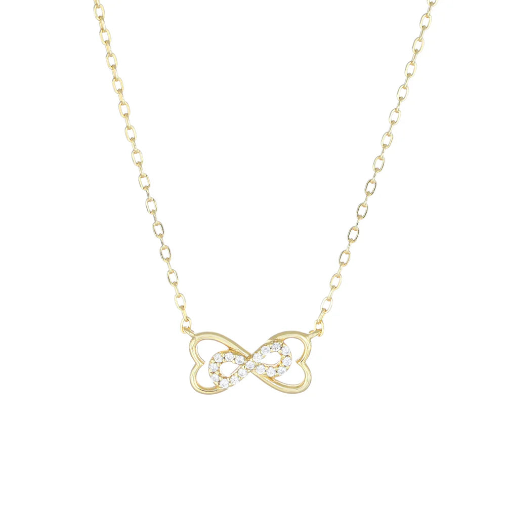 Amen Collana Dorata Cuori e Infinito con Zirconi Bianchi