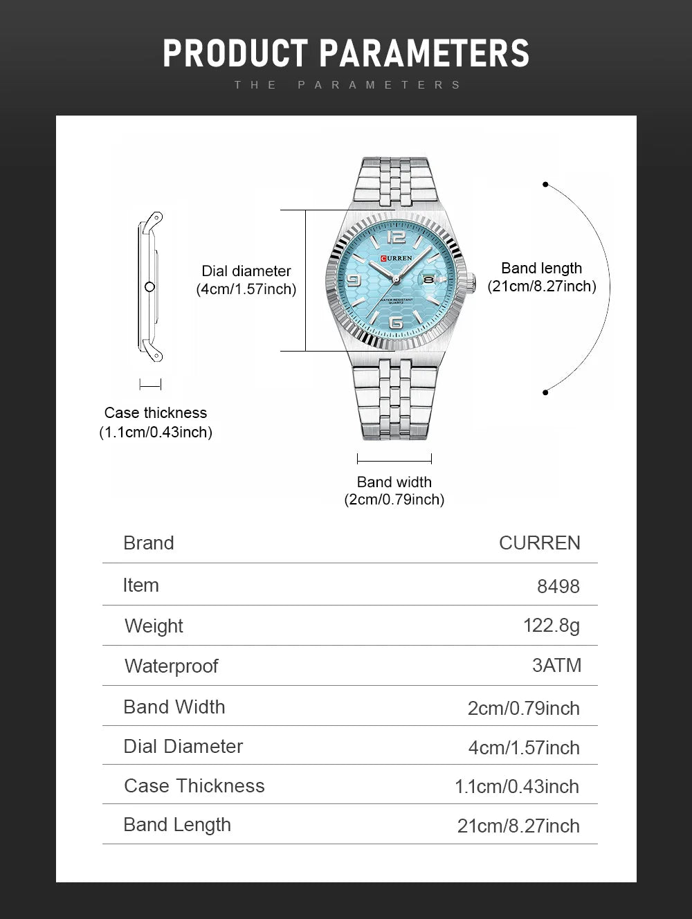 CURREN Joubile Orologio da Uomo con Quadrante Colorato
