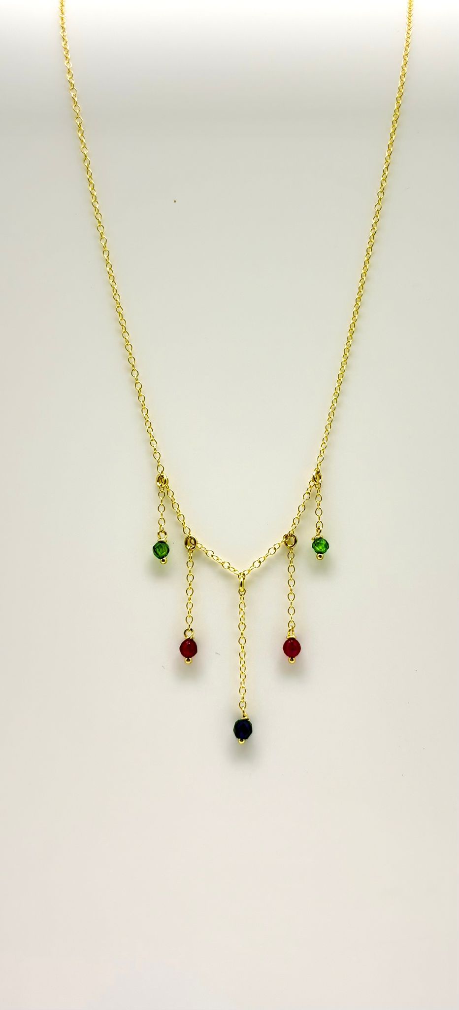 Collana Pendenti Zirconi Colorati Oro 9k