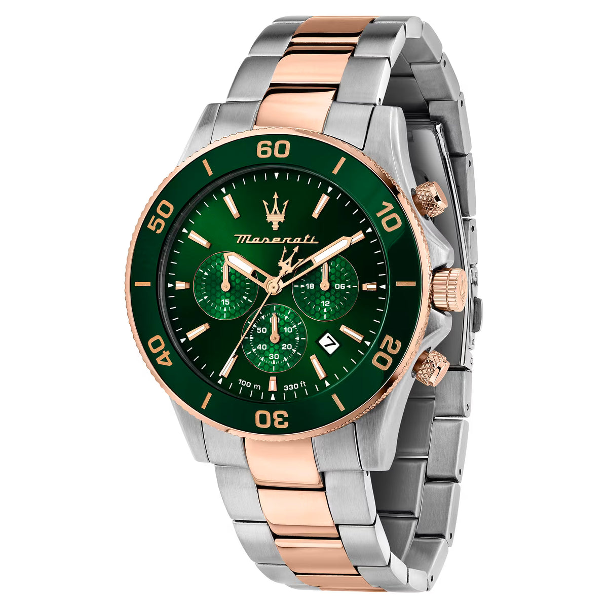 Maserati Competizione – Orologio Uomo Cronografo Bracciale Bicolore Silver e Oro Rosa