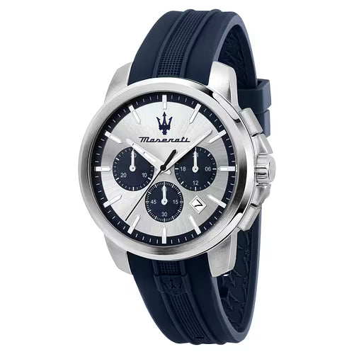 Maserati Successo – Orologio Uomo Cronografo Silver Cinturino Poliuretano Blu