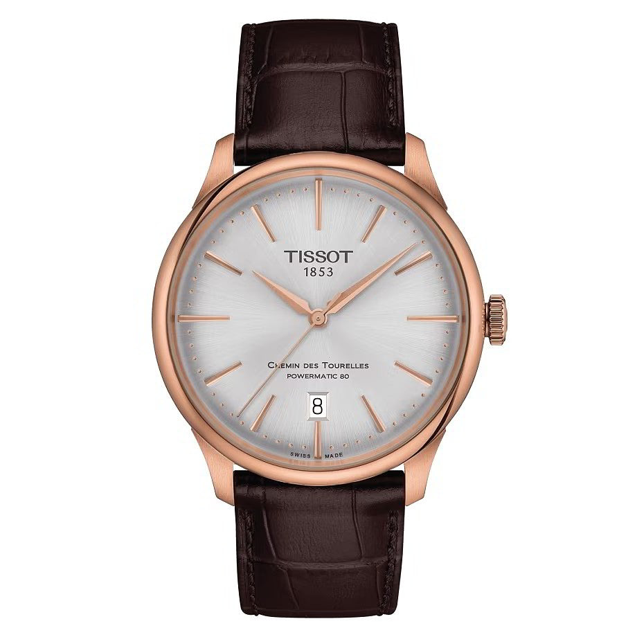 Tissot Chemin des Tourelles Powermatic con Cinturino in Pelle Marrone